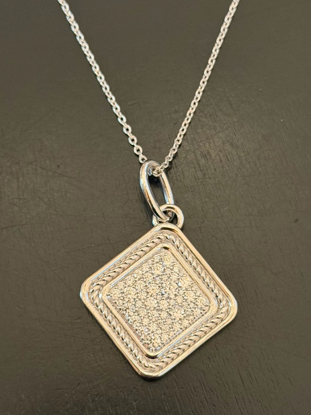 Judith Ripka Sterling Silver Pave CZ COSMIC Pendant Necklace 24” NEW